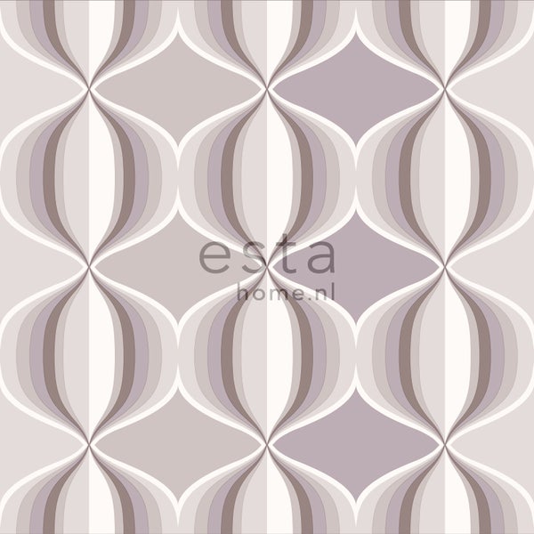 ESTAhome Tapete grafisches Muster Taupe - 53 cm x 10.05 m - 135433