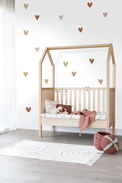 ESTAhome Wandtattoo Herzchen Terrakotta, Rosa und Beige - 47.5 x 66 cm - 156112