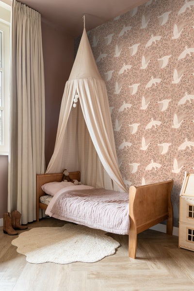 ESTAhome Tapete Schwäne Terrakottarosa - 53 cm x 10.05 m - 130957