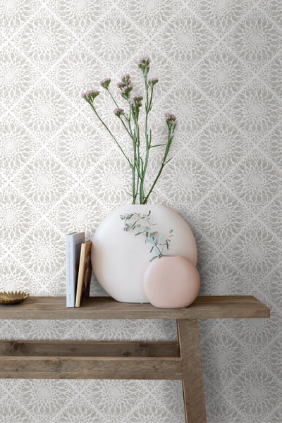 ESTAhome Tapete Fliesenmuster Beige - 53 cm x 10,05 m - 148609