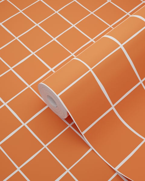 ESTAhome Tapete Karomuster Orange - 50 x 900 cm - 131270