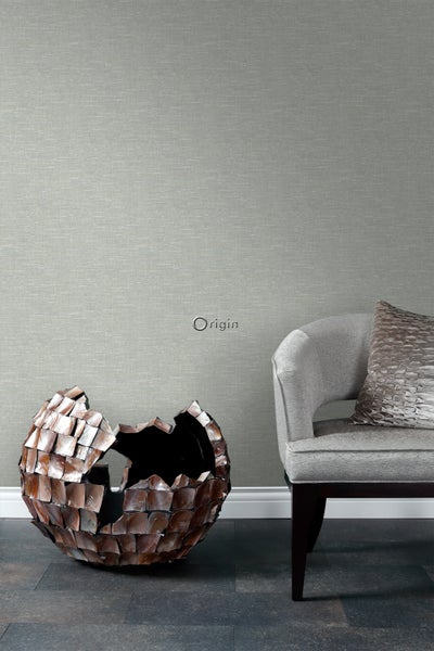 Origin Wallcoverings Tapete Leinen-Optik Blaugrau - 53 cm x 10.05 m - 347639