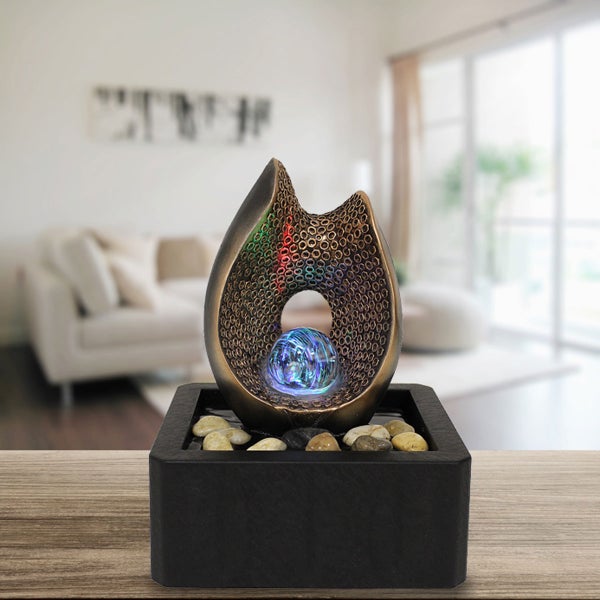 Zimmerbrunnen Tischbrunnen FoAnelli Kupfer Rgb Led 26 cm 11114