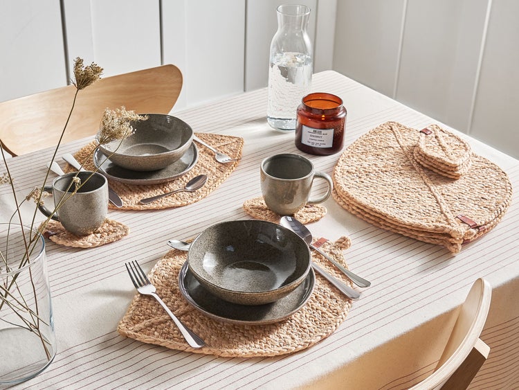 Tischset mit Untersetzern 12-teilig PEPPERLEAF Naturfarben Jute