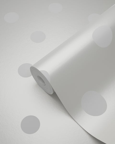 Origin Wallcoverings Tapete Punktmuster Weiß und Silbergrau - 53 cm x 10.05 m - 347513