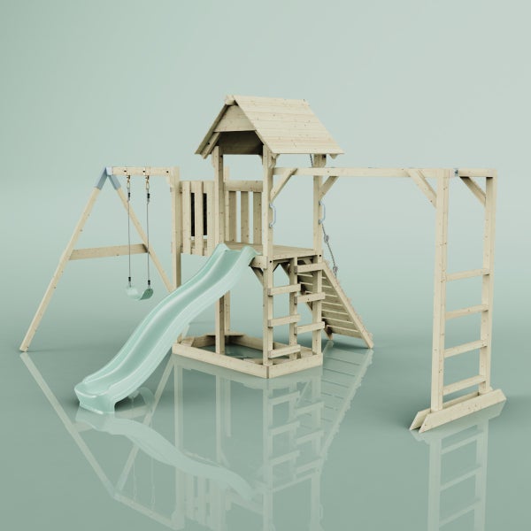 PolarPlay Spielturm Strömsund aus Holz in Grün,