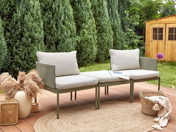 Lounge Set mit Tisch 2-Sitzer TERRACINA Metall Olivgrün