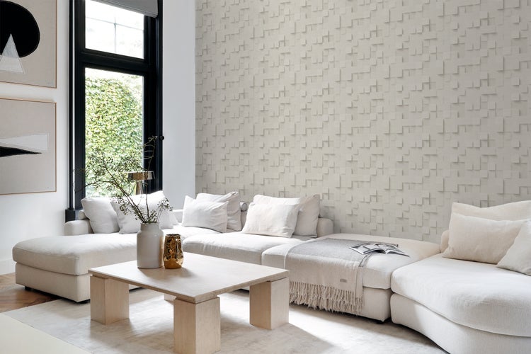 Origin Wallcoverings Tapete 3D-Würfel Hellbeige - 50 x 900 cm - 347896