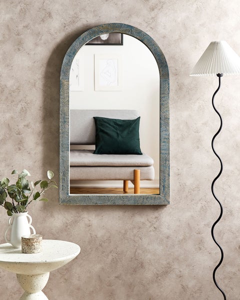 Wandspiegel MELAY 66 cm 109 cm Holz Blau