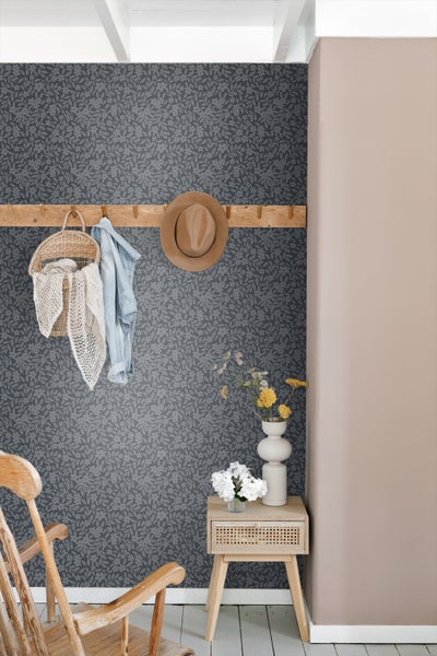 ESTAhome Tapete Blumen Dunkelblau - 50 x 900 cm - 131441