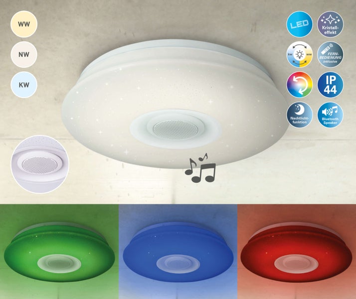 LED Deckenleuchte mit Bluetooth Lautsprecher und Kristall Effekt