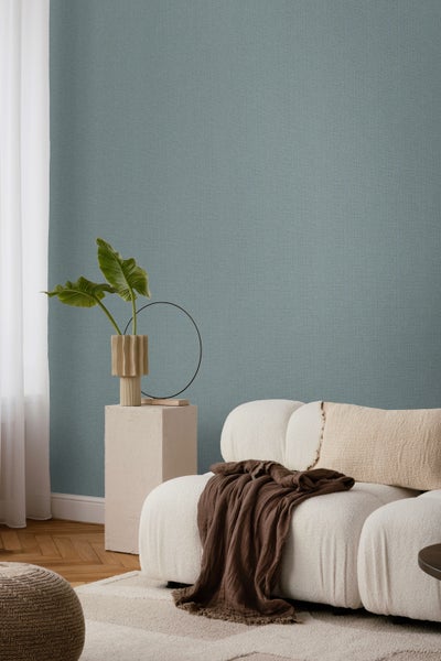 Borastapeter Tapete Leinen-Optik Graublau - 53 cm x 10.05 m - 660030