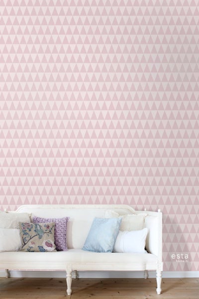 ESTAhome Tapete grafische, geometrische Dreiecke Violettrosa - 53 cm x 10.05 m - 148671