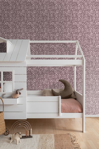 ESTAhome Tapete Blumen Aubergineviolett - 50 x 900 cm - 131254