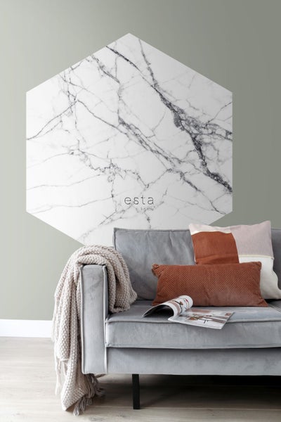 ESTAhome Wandtattoo Marmor-Optik Schwarz-Weiß - 140 x 161 cm - 159026