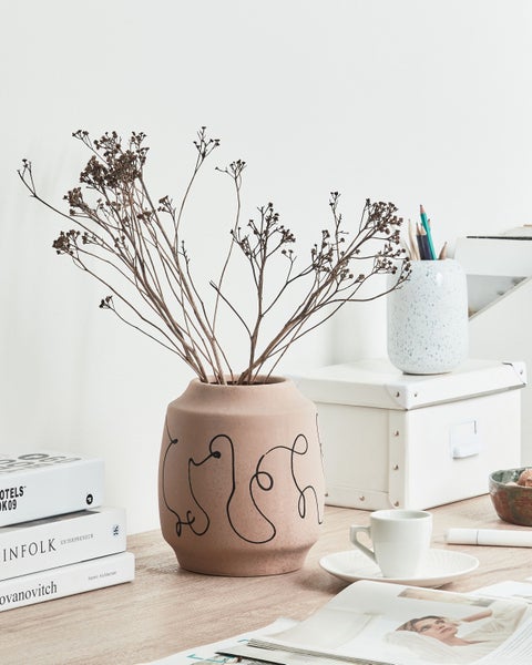 Blumenvase SKATE Steinzeug 20 cm Sandbeige