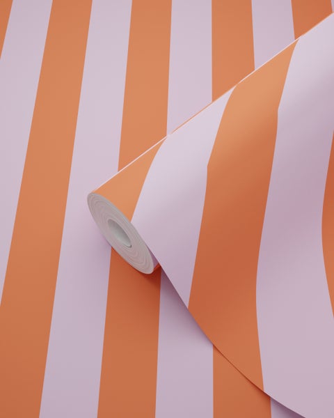 ESTAhome Tapete Streifen Violett und Orange - 53 cm x 10.05 m - 139956