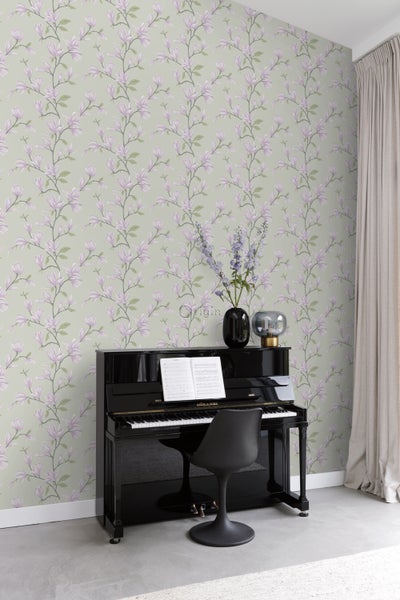 Origin Wallcoverings Tapete Magnolie Meeresgrün und Violett - 53 cm x 10.05 m - 347051