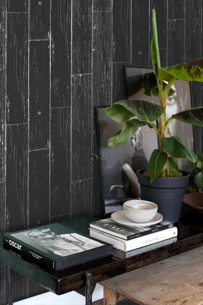 Origin Wallcoverings Tapete Holz-optik Schwarz und Silber - 53 cm x 10.05 m - 347542