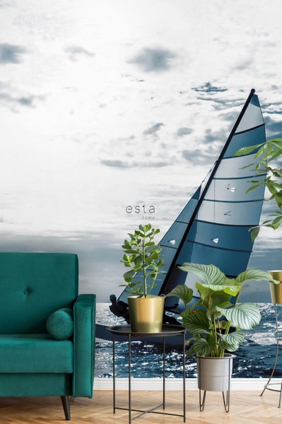 ESTAhome Fototapete Segelboot Blau - 1,86 x 2,79 m - 158846
