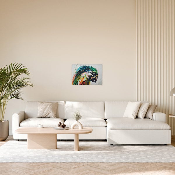 Gemälde mit Ara im Wohnzimmer