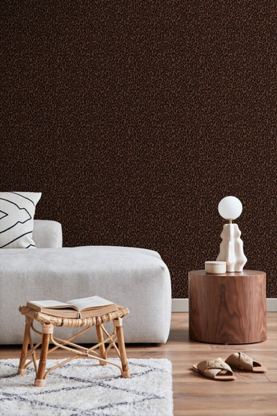 ESTAhome Tapete Leopardenmuster Dunkelbraun - 50 x 900 cm - 131401