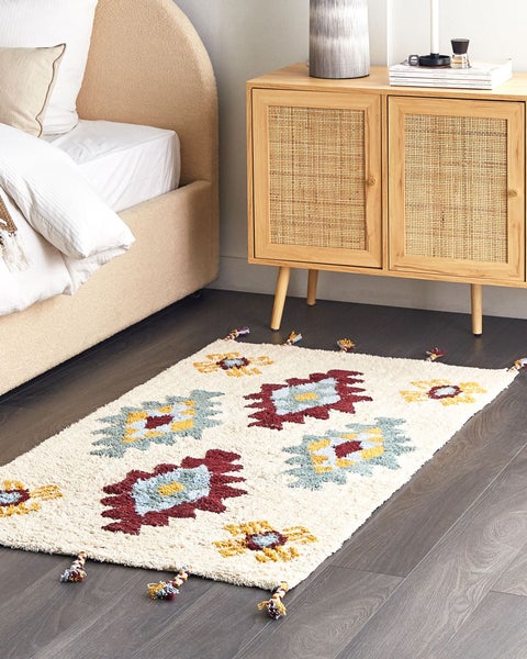 Teppich DUZCE Beige 80 x 150 cm Baumwolle