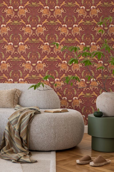 Sanders und Sanders Tapete Elefanten Terrakotta - 53 cm x 10 m - 640497