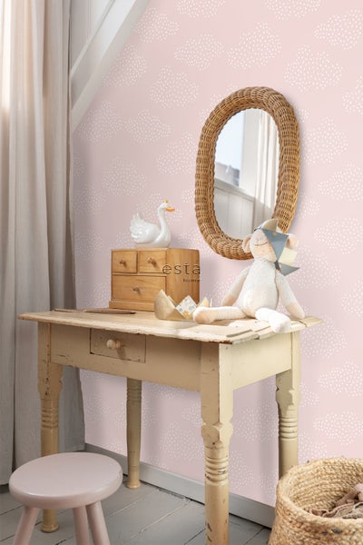 ESTAhome Tapete kleine Wolken Hellrosa - 50 x 900 cm - 139516