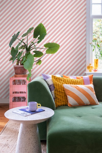 ESTAhome Tapete Streifen Rosa und Weiß - 50 x 900 cm - 139953