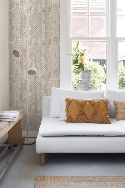 ESTAhome Tapete Schilfmuster Crème-Beige - 53 cm x 10.05 m - 148699