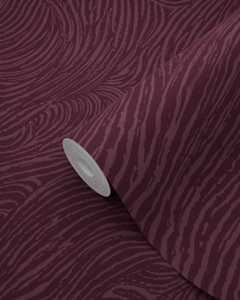 ESTAhome Tapete 3d Wellenförmige Linien Aubergineviolett - 50 x 900 cm - 131367