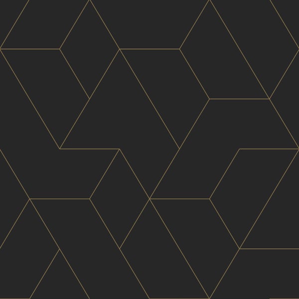 ESTAhome Tapete grafische Linien Schwarz und Gold - 50 x 900 cm - 139945