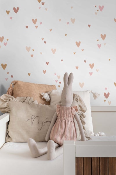 ESTAhome Wandtattoo Herzchen Terrakotta, Rosa und Beige - 33 cm x 47,5 cm - 156117