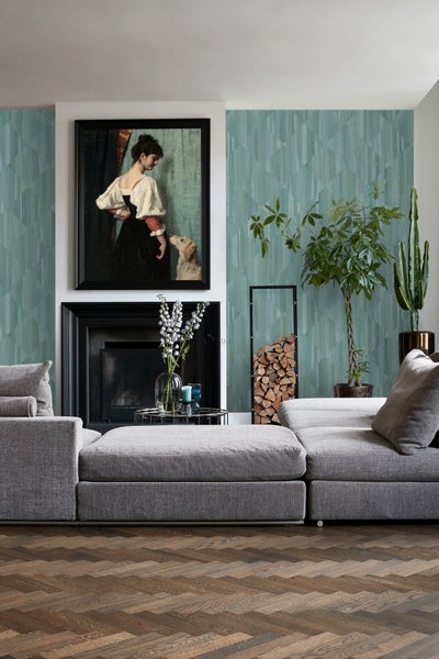 Origin Wallcoverings Fototapete 3D Holzoptik Blaugrün - 1,5 x 2,79 m - 357299