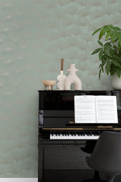 Origin Wallcoverings Tapete Ginkgoblätter Salbeigrün - 53 cm x 10.05 m - 347733