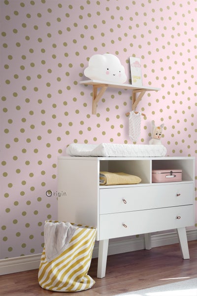 Origin Wallcoverings Tapete Punkte Rosa und Gold - 0,53 x 10,05 m - 347677