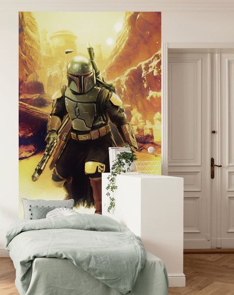 Wandbild mit Star Wars Boba Fett Motiv in einem Schlafzimmer