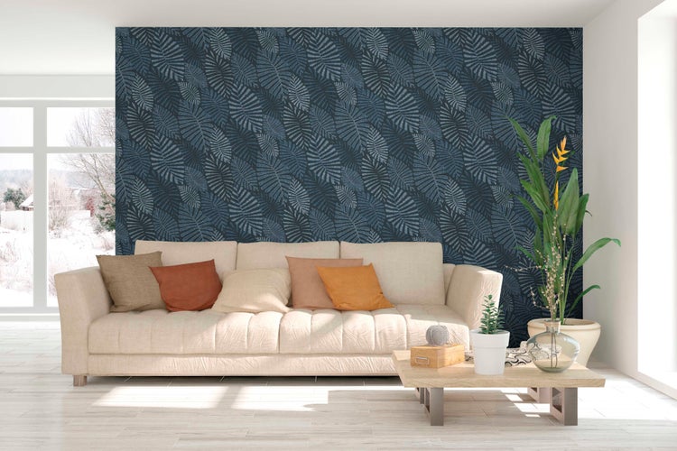 Sanders und Sanders Tapete Blätter Graublau - 53 cm x 10 m - 640502