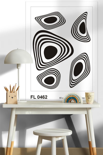 Dekoratives Bild mit abstrakten, konzentrischen Formen in Schwarz auf Weiß