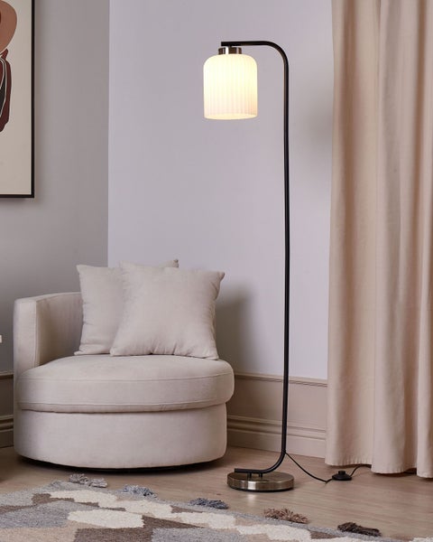 Stehlampe CAUDELO Metall Schwarz / Weiß