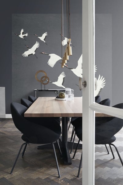 Origin Wallcoverings Fototapete Kraniche Dunkelgrau - 3 x 3 m - 357235