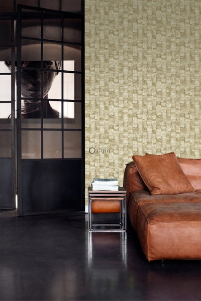 Origin Wallcoverings Tapete mit feiner Struktur Khakigrün - 53 cm x 10.05 m - 347364