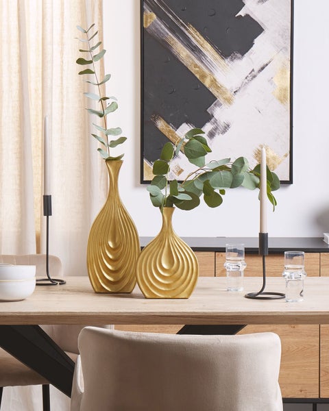 Dekovase THAPSUS Keramik 39 cm Gold