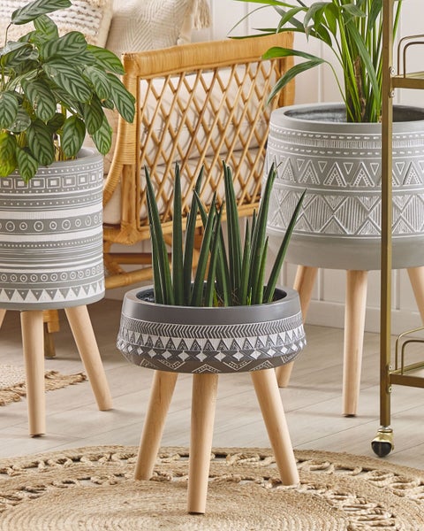 Blumentopf mit Beinen MOUSSATA Keramik 35 cm Grau