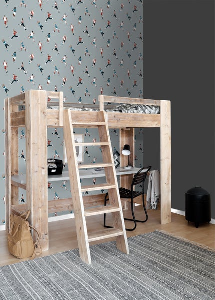ESTAhome Tapete Fußballspieler Hellblau - 50 x 900 cm - 131555