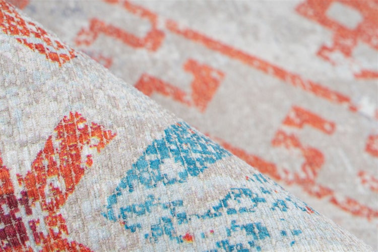 Flachflor Teppich Alain Multi / Orange Vintage 80 x 150 cm