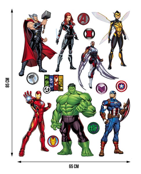 Wandaufkleber mit Marvel Avengers Motiven, Größe 85 x 65 cm