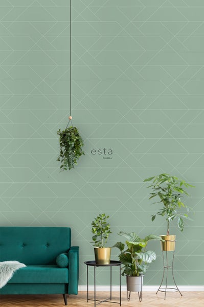ESTAhome Tapete grafische Linien Mintgrün - 53 cm x 10.05 m - 139453