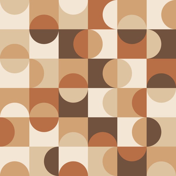 ESTAhome Tapete Kreise im Bauhaus-Stil Beige und Dunkelbraun - 50 x 900 cm - 130938
